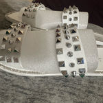 Lauren Lorraine Glittery White Sandals with Silver Studs Size 11 Photo 1