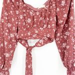 Altar'd State Altar’d State Floral Puff Sleeve Crop Top L Photo 3