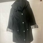Dress Barn Black Trench Coat with Patterned Cuffs Photo 5