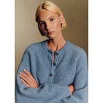 Sézane NWT Sezane Othello Sweater Cardigan Gilet Ice Blue Size XS Baby Alpaca Soft Photo 2