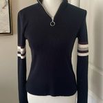 Urban Outfitters Cutest Brand New  Navy Blue / Striped Quarter Zip Sweater Top Photo 0