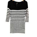 Renee C Sequin Sweater Dress Womens M White Black Stripe Silver Party Holiday Size M Photo 1