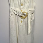 Anthropologie  Cape Cod Linen Blend Cream Jumpsuit US 8‎ UK 12 Boho Wide Legs Photo 0
