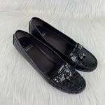 Stuart Weitzman Women's  Genuine Leather Croc Embossed Tassel Loafer Sz 9M Black Photo 2