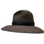 Janessa Leone Black Straw Hat Wide Brim Fedora Sz. Small Photo 8