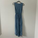 Knox Rose Chambray Denim Sleeveless Embroidered Floral Midi Flowy Dress NWT M Photo 3