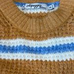 Arpeggio Knitwear Yellow white & Blue Stripe Crewneck Sweater women size XL Tan Photo 6