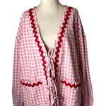 Haptics Jacket Women Large Pink Red Gingham Strawberry Shortcake Cardigan NWT‎ Photo 0