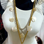 mother of pearl silver chain necklace Photo 0