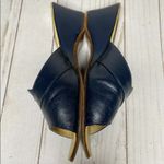 The Vintage Shop Vintage 60's Peep Toe Sandals Hippy Leather 35 5 5.5 Blue Heels slippers Photo 4