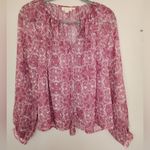 Anthropologie Let me be Puff-Sleeve Metallic Peasant Blouse Photo 1
