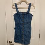 EXPRESS Button Front Sleeveless Sheath Denim Mini Dress Photo 3