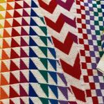 LB Diffusion VTG Geometric Rainbow Linen Raime Puff Sleeve Neck Button Detail 1X Yellow Photo 1