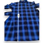 Maje  Rulyl Blue & Black Plaid Checkered Long Sleeve Tie Front Button Shirt Dress Photo 9