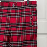 ZARA Red and Black Tartan Plaid Pull On Skinny Pants - Size Large Photo 2
