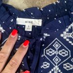 Anthropologie Navy blue white small embroidered Keyhole Sleeveless Blouse Mine  Photo 1