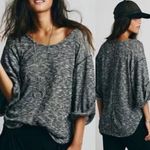 Free People Beach Nani Marled Knit Sweater XS Heather Gray Rolled Sleeve Slouchy Photo 0