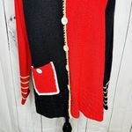 Vintage Fia Italia Handloomed Cardigan Sweater Red Black Colorblock Sz L V Photo 2