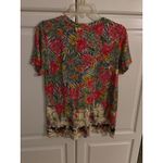 Johnny Was  Women's Size S Bamboo Tropical Floral Horse Print V Neck Shirt Photo 2
