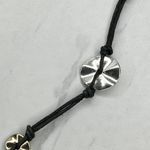 Chico's Black Double Cord Hammered Metal Silver and Gold Tone Pendant Necklace Photo 4