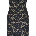 Marciano Black Lace Sheath Dress Cutout Back Nude Lined Cap Sleeve Small Formal Photo 0