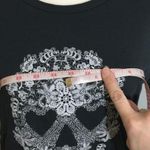 Fifth Sun NWT Dark Gray Floral Lace Skull Tee TShirt Top New Photo 3