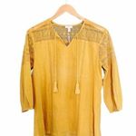 Garnet Hill NWT Top Organic Cotton Lace Trim Peasant Blouse Yellow Size 2 NEW Photo 0