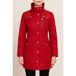 NWT Samantha Sipos Red Nylon Jacket Leather Trim Hooded Trench Coat Size S Photo 15