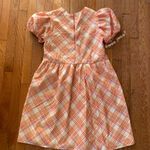 pink orange and white plaid gingham puff sleeve mini dress Size XS Photo 7
