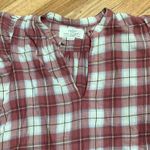 Birds of Paradise Trovata plaid short sleeve cotton top size medium Red Photo 2