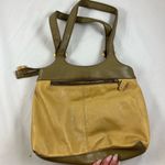 Vintage yellow green multi pocket shoulder hand bag purse Photo 1