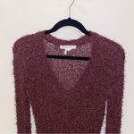 BCBGeneration feathered eyelash loose knit Y2K sweater burgundy purple XS Photo 2
