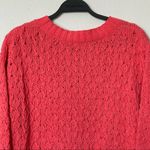 Seven7 Textured Chenille Crew Neck Sweater in Hibiscus Coral Size Medium Photo 7