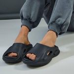 PrettyLittleThing Cut Out Rubber Ribbed Sole Slides Black Size NWT Size 4UK 6US Photo 0