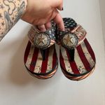 Mountain West Y2K Style Western American Flag Platform Sandals Red Size 10 Photo 1
