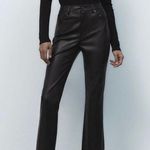 ZARA  Mini Flare Cropped Black Faux Leather Pants Size 4  Photo 1