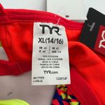 Tyr. Workout Bikini Modena Trinity Top Strappy Geometric Yellow Pink XL 14/16 Photo 2