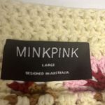 MINKPINK Norah Crochet Pattern Knit Sweater Cropped Crew Neck Large Cotton Blend Photo 9