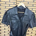 Marc New York Andrew  Faux Leather Button Front Dress Size Medium Photo 2