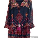 Soft Surroundings  Embroidered Paisley Print Tassel Tunic Dress Size Small Photo 1
