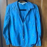 Old Navy “The Classic Shirt” Button-Up Shirt Chambray with Printed Parrots Photo 0