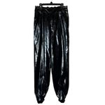 I am gia  Pants Women Small Black Faux Patent Leather Cobain Jogger‎ Goth Baggy Photo 1