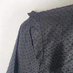 J.Crew NEW Ruffle Trim V-Neck Popover Clip Dot long Sleeve Black Size S Photo 4