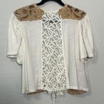 Free People NEW  Blossom Lace Wrap Front Top Cream Tan XS Coquette Dainty Lace Photo 4