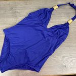 l*space L* Blue Purple Halter Neck Tie Scoop Back One Piece Swimsuit Sz.L Photo 0