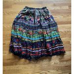 TravelSmith Swing Maxi Skirt Crinkle Cotton Tiered Peasant Colorful Boho Sz PL Black Photo 1