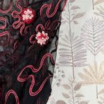 ModeLia Sheer Embroidered Mesh Cropped Cardigan Top Black & Burgundy Size XL Photo 12