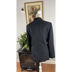 Le Suit  Women's Black Blue Pinstripe Jacket Blazer 16 Lined Lapel Long Sleeve Photo 4