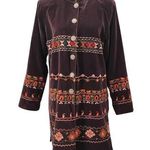 National Geographic Vintage Velvet Embroidered Coat Jacket Victorian Brown Large Photo 0