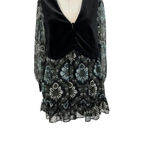 ZARA Dress Floral Printed with Black Vest Velvet Layered Long Sleeve Size Small Photo 5